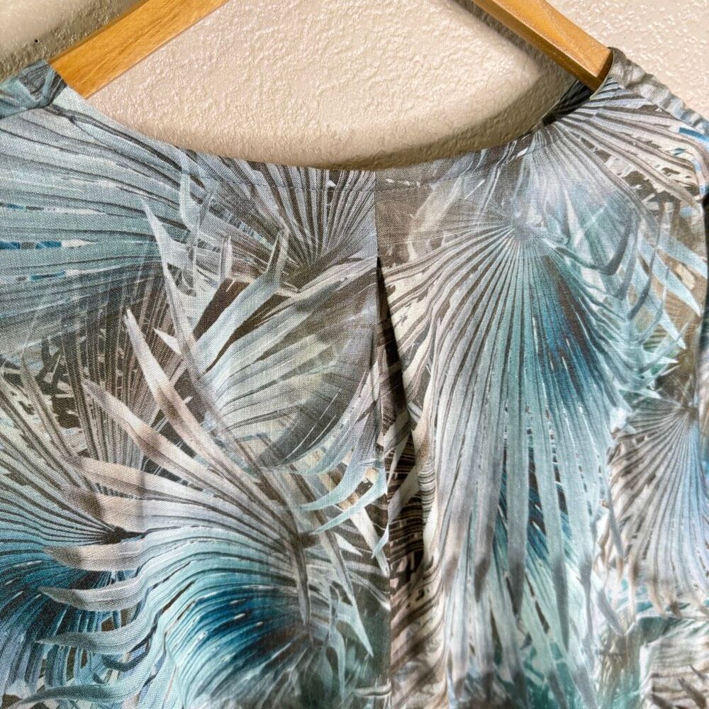 Bryn Walker Fran Top Shirt Medium Boho 100% Linen Lagenlook Beachy Coastal Palm - Picture 11 of 13